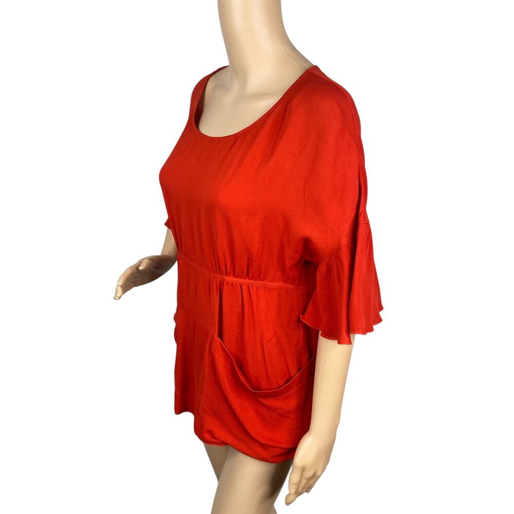 Stella McCartney Archival 2007 Burnt Orange Silk Chiffon Bell Sleeve Tunic Top S - Picture 5 of 11